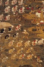 Japan Heian Period. 794-1185. Rice Sowing with The Dengaku. Ritual Shintoist Dance