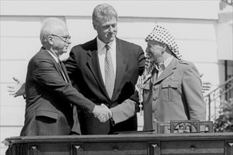 Yasser arafat, bill clinton, yitzhak rabin, 1993