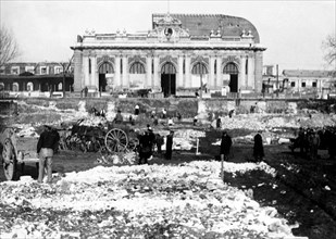 Italy, Milan, demolition of the old railway station, 1921