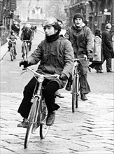 Italy, Milan, people cycling for austerity, 70s