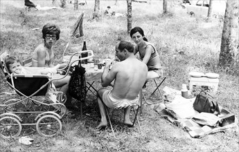 Italy, milan, picnic at the idroscalo, 70s
