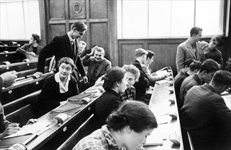 Moscow, university, students in the classroom, 1960
