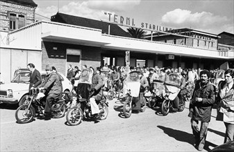 Workers leaving the steel plant, terni, italy, 70's