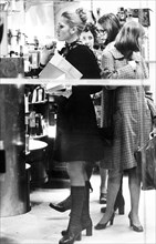 Salesgirl in a department store in Milan, Italy 1973
