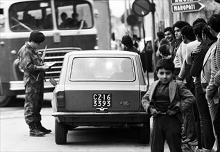 Police checkpoint, Cinquefrondi, Calabria, Italy 1970