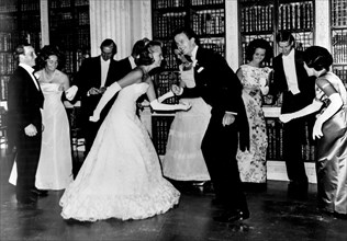 Serena mary churchill russell and lord charles george spencer churchill at blenheim palace, twisting time 1962