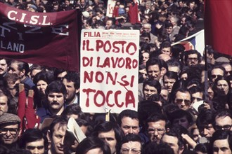 Trade union protest, milan, italy, 70's