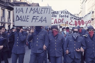 Trade union protest, milan, 70's