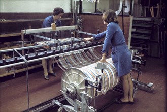Women workers in a textile factory, 70's