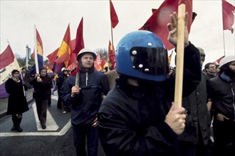 AntiFranco militants during a demonstration, spain, 70's