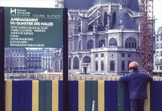 France, paris, arrangement of les halles headquarters, 70's