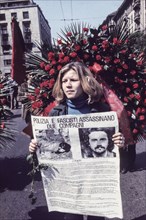 Communist party commemoration, woman protests, 70's