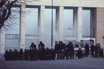 Police forces during a demonstration, 70's