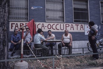 Workers in an occupation of factory, 70's
