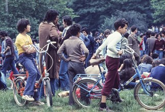 Young people at pop music festival, 70's
