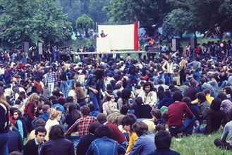 Young people at pop music festival, 70's