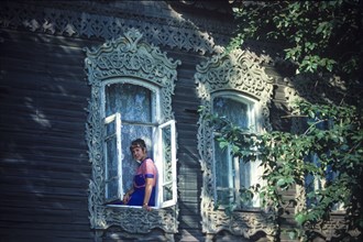 Ussr, siberia, novosibirsk, woman at window, 80's
