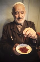 Azerbaijan, man with saffron, 80's