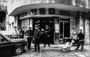 Policemen out of uso club, naples, italy, 70'is