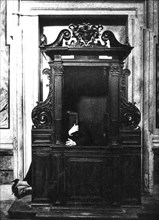 Cathedral's confessional, naples, italy, 50's