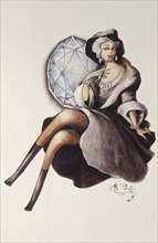 Alberto Paronelli collection, Gavirate, printing of woman smoking pipe, 1920