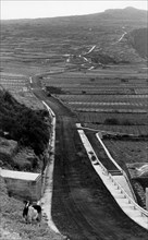 Road yard for the construction of highway in pantelleria from tracino to scauri