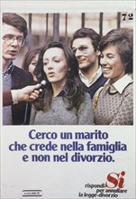 Seeking a husband who believes in family and not in divorce, Christian democracy, referendum on divorce, 1974