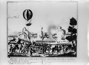 Vintage print of the battle of fleurus, war of the first coalition, 1794