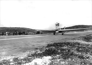 The plane Savoia-Marchetti S.64 by ferrari and del prete  takes off for trasvolata Italy- brazil, 1928