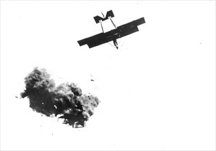 Italian aircraft hit by enemy air defenses in the early months of the war, 1917