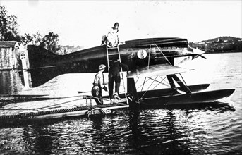The aviator Ferrarin aboard his Macchi 39, 1926
