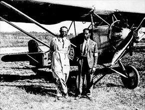 The aviator Francis Lombardi with his light aircraft Fiat-Ansaldo AS1.il February 12, 1930 parts flying through the Rome route, Tripoli, Benghazi, Tobruk, Mogadishu. 1930
