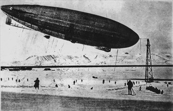 The airship Italia commanded by Umberto Nobile in an illustration  in 1928