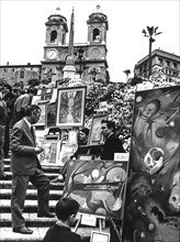 Painter in piazza di spagna, rome 1967