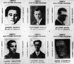 Antonio gramsci and sandro pertini in a manifest of the fascist police