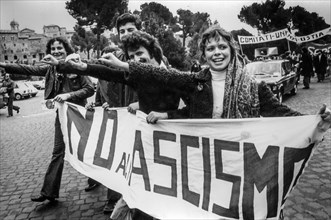 Protesters for voting right at 18, Rome
