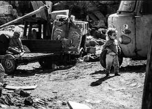 Children living near rubble