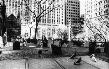 American stock exchange, trinity church graveyard, new york city