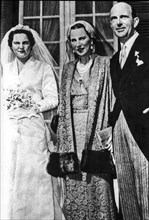 Maria pia di savoia, the wedding day with parents, cascais, 1955