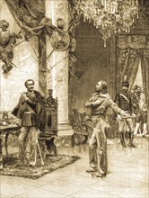 Meeting between carlo alberto di savoia and giuseppe garibaldi in roverbella, 1848