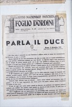 The Duce speaks, fascist national party, order sheet, rome, 2 december 1942