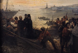 Boarding of the thousand in Quarto, Gerolamo Induno, 1860, civic museum of the Risorgimento, Milan