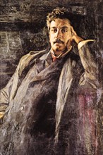 Reproduction of the portrait of Giacomo Puccini made by luigi de servi, '900