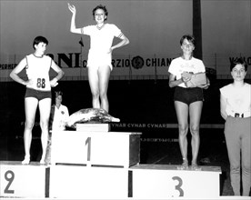 Athletics, Paola Pigni on the podium, 1969