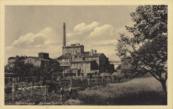 Sugar factory in Gommern in the district of Jerichower Land in Saxony-Anhalt, Germany, view from ca