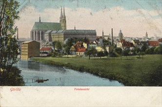 General view of Görlitz, Saxony, Germany, view from ca 1910, digital reproduction of a public