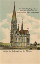 Church for Grünwald an der Neisse, Germany, Mseno nad Nisou is today a district of the town of