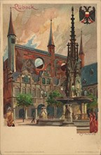 Lübeck, Schleswig-Holstein, Germany, view from c. 1910, digital reproduction of a public domain
