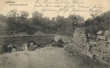 Kaisertor Lübeck, Schleswig-Holstein, Germany, view from ca 1910, digital reproduction of a public