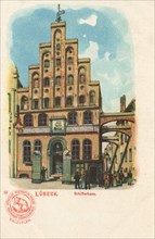 Schifferhaus in Lübeck, Schleswig-Holstein, Germany, view from ca 1910, digital reproduction of a